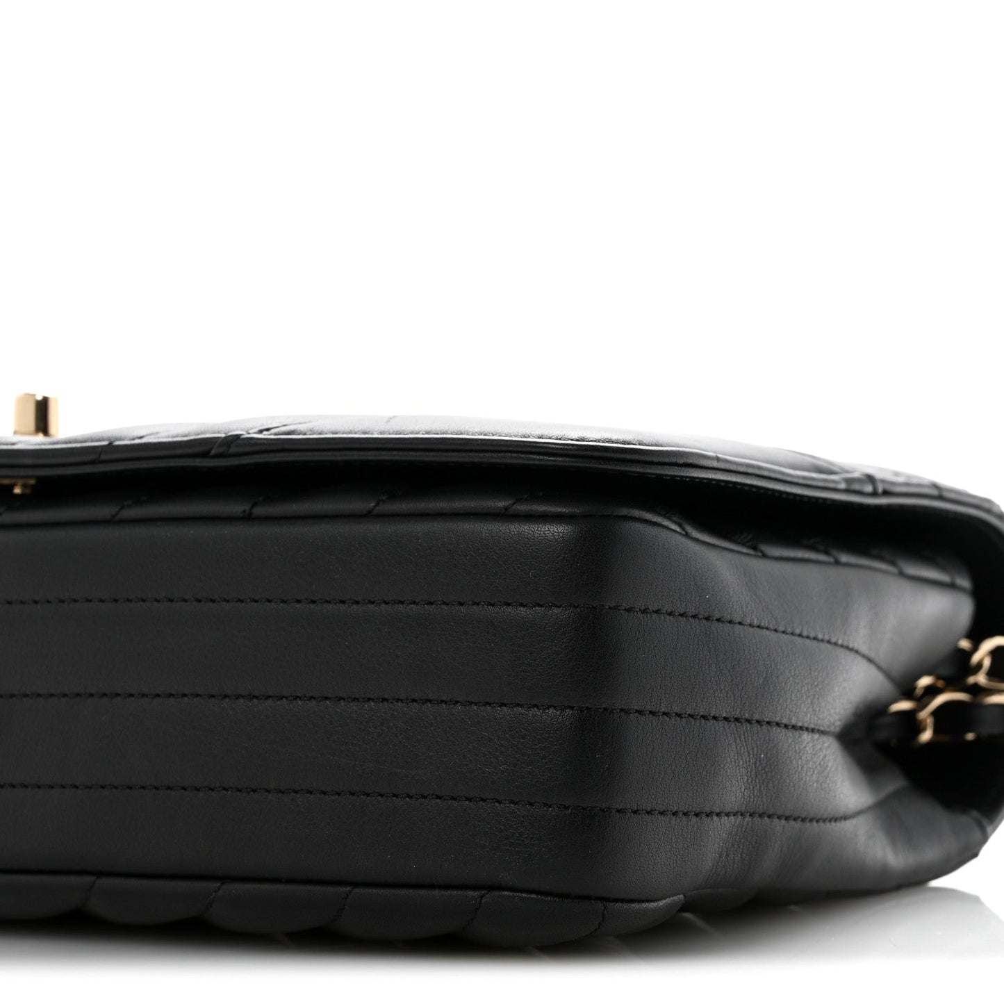 Calfskin Chevron Quilted Large Statement Flap Black