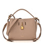 Grained Calfskin Small Padlock Top Handle Beige
