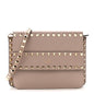 Grained Calfskin Small Rockstud Flap Crossbody Bag Poudre