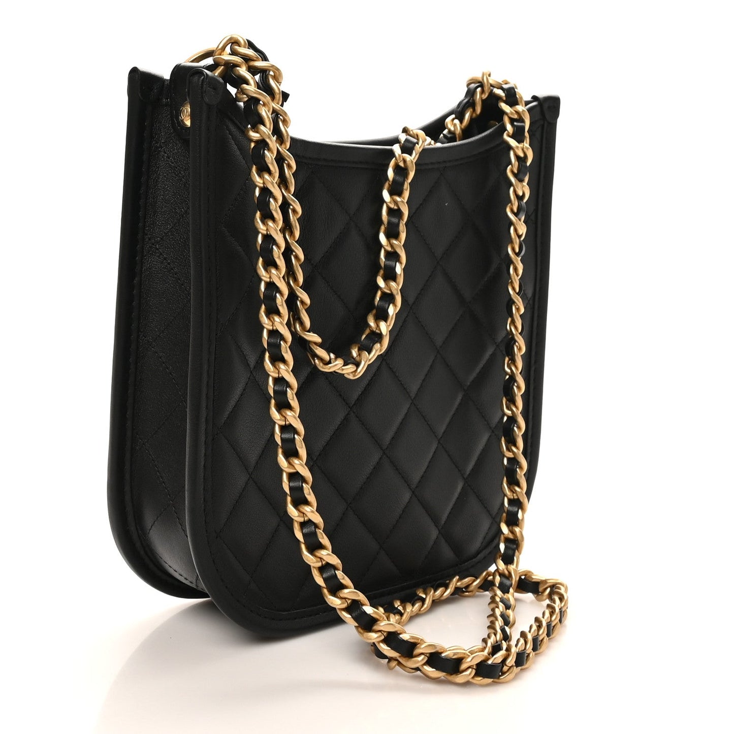 Calfskin Quilted CC Hobo Handbag Black