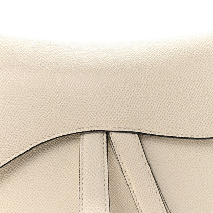 Grained Calfskin Saddle Bag White