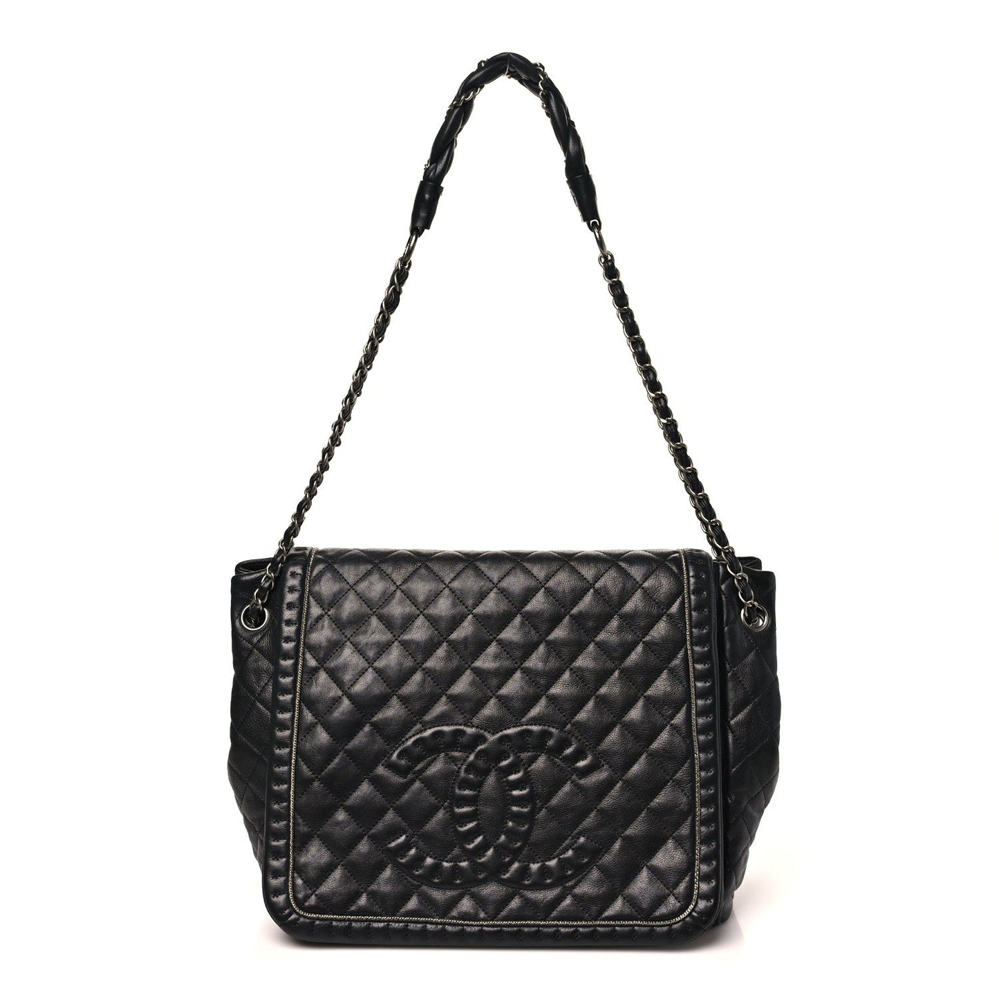 Calfskin Quilted Istanbul Accordion Large Flap Black