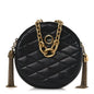 Lambskin Quilted Round Le Maillon Round Tassel Chain Crossbody Bag Black