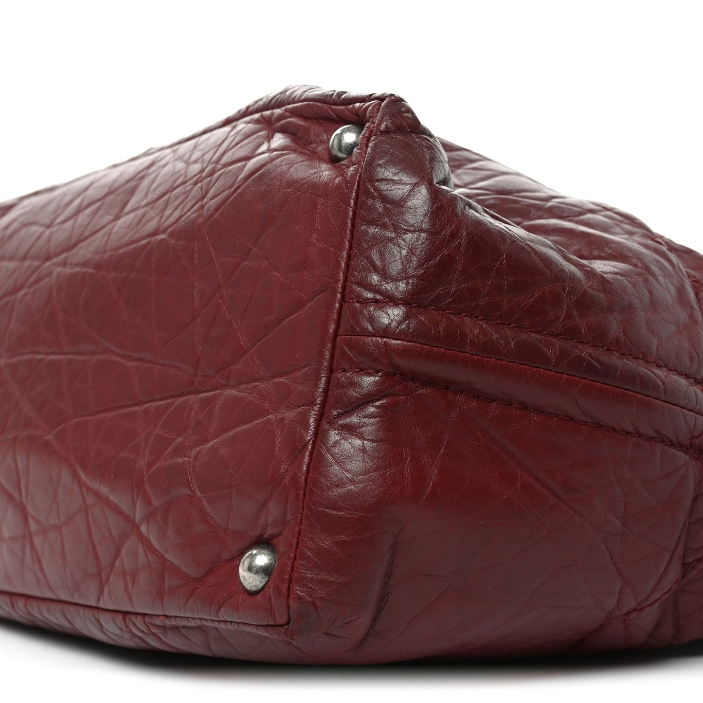 Aged Calfskin Small Shopping In Moscow Tote Burgundy
