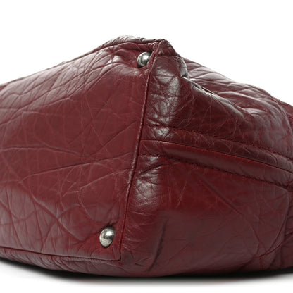 Aged Calfskin Small Shopping In Moscow Tote Burgundy