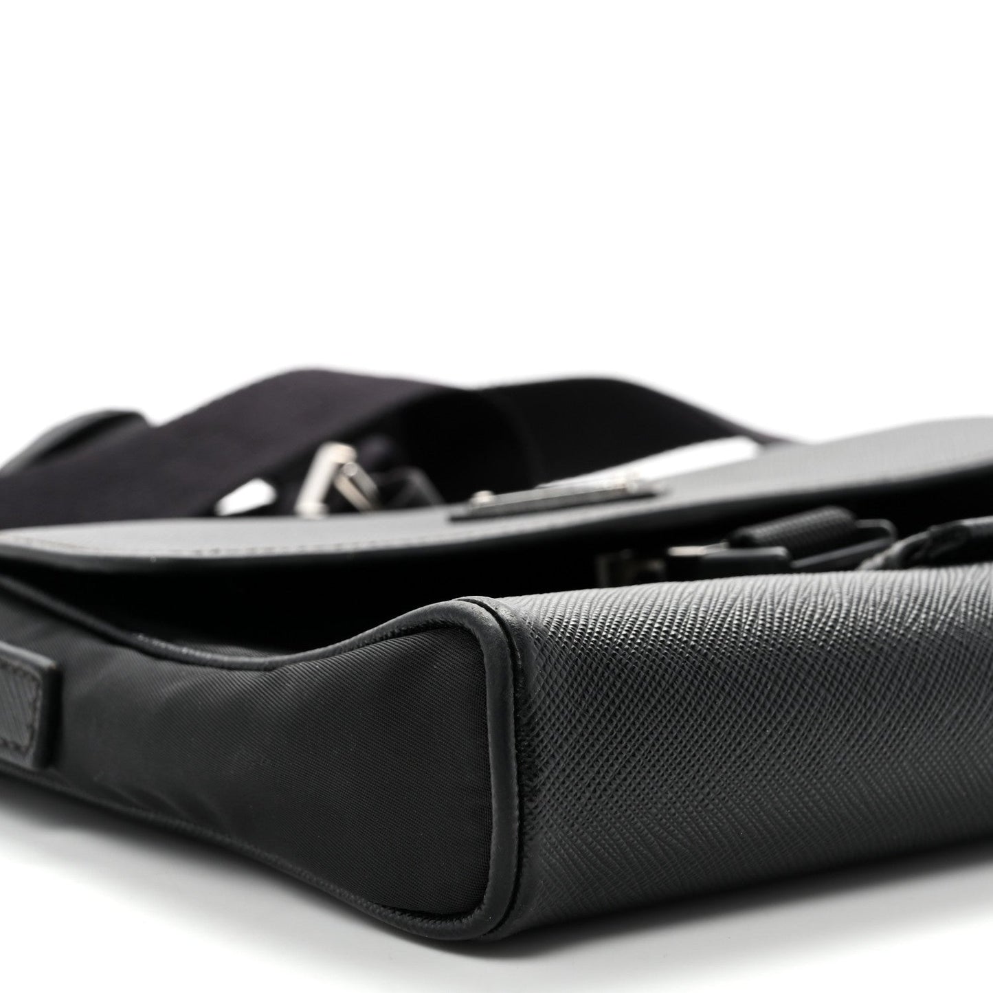 Re-Nylon Saffiano Triangle Shoulder Bag Black