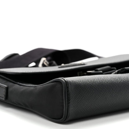 Re-Nylon Saffiano Triangle Shoulder Bag Black