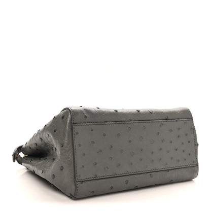 Ostrich Shiny Nappa Mini Peekaboo Iconic Satchel Grey