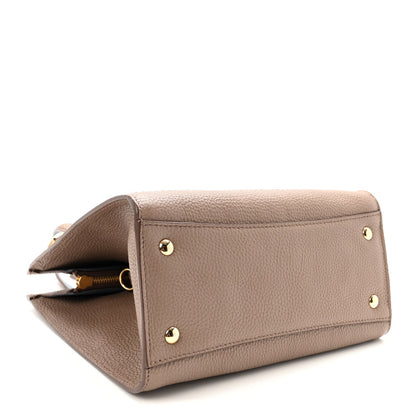 Hammered Calfskin Double Handle Small Amy Tote Fango Blue Haze
