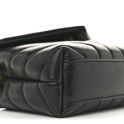 Calfskin Y Quilted Monogram Toy Loulou Crossbody Bag Black