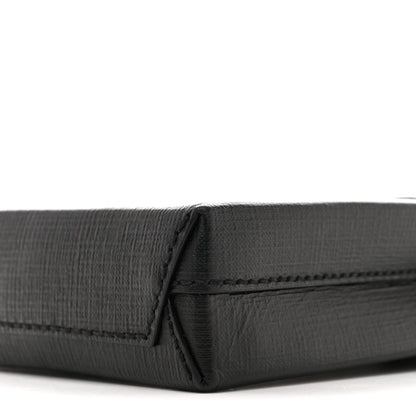 Squared Calfskin Logo Shopping Phone Holder Bag Black