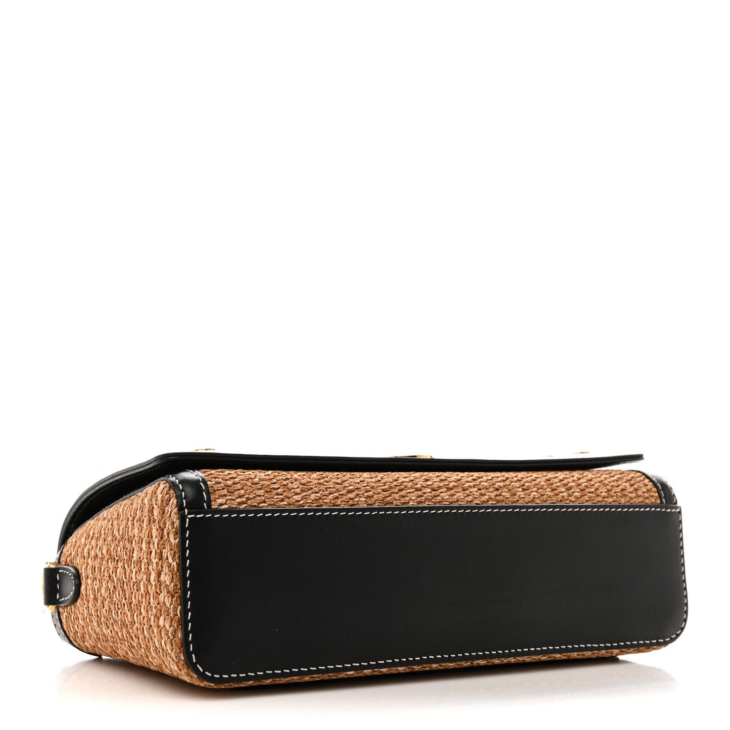 Raffia Calfskin TB Small Note Crossbody Bag Natural Black