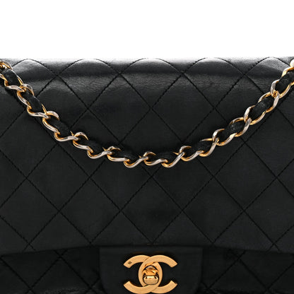 Lambskin Quilted Medium Double Flap Black