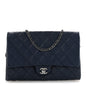 Lambskin Quilted Clutch with Chain Flap Navy