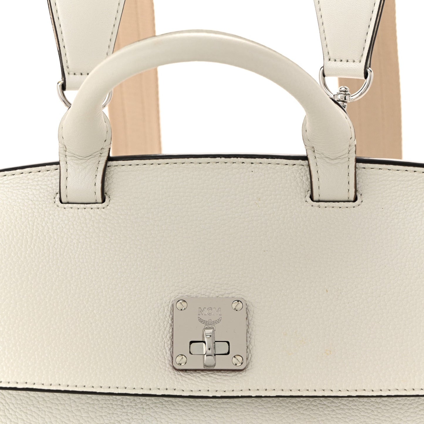 Grained Calfskin Medium Milla Convertible Backpack White Flake