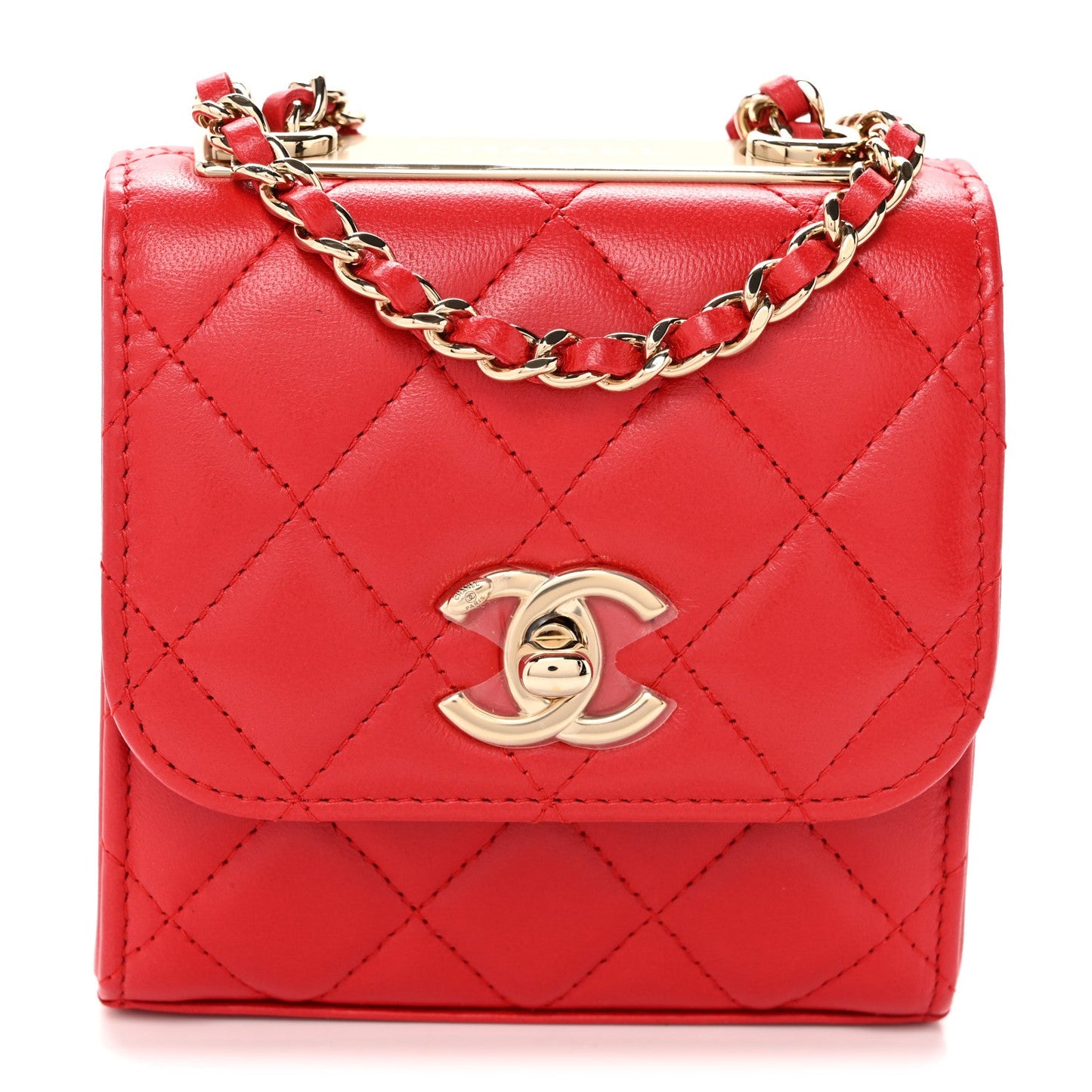 Lambskin Quilted Mini Trendy CC Chain Wallet Black