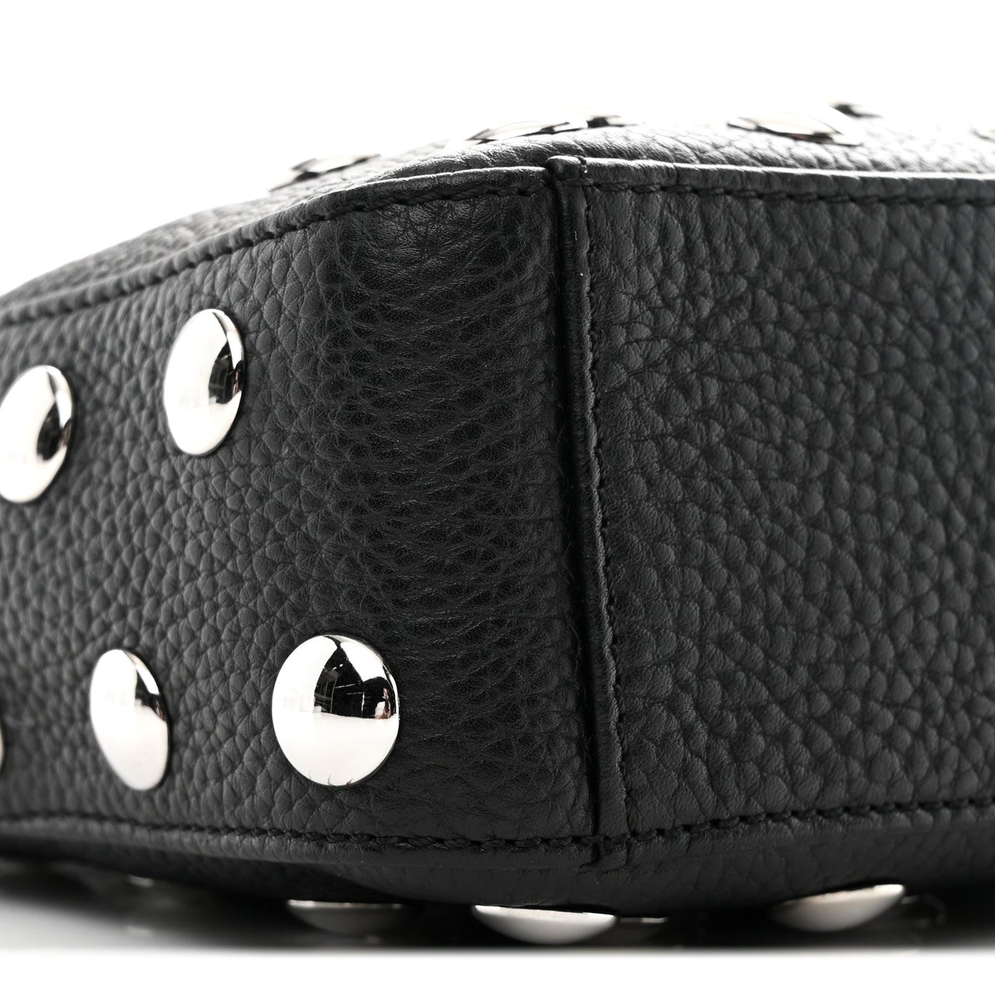 Pebbled Sport Calfskin Studded Small Elena Black