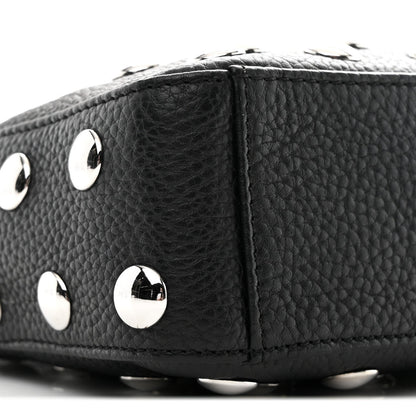 Pebbled Sport Calfskin Studded Small Elena Black