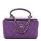 Lambskin Quilted Small Top Handle Vanity Case With Chain Purple