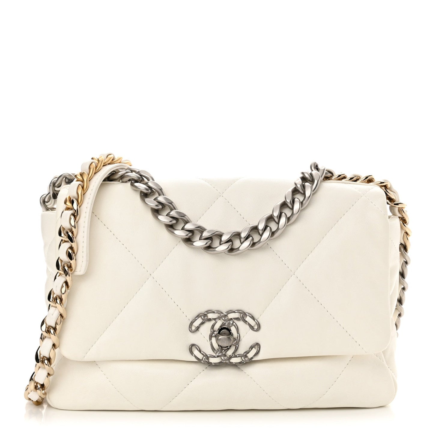Lambskin Quilted Medium Chanel 19 Flap White