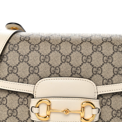GG Supreme Monogram Horsebit 1955 Shoulder Bag Beige Mystic White