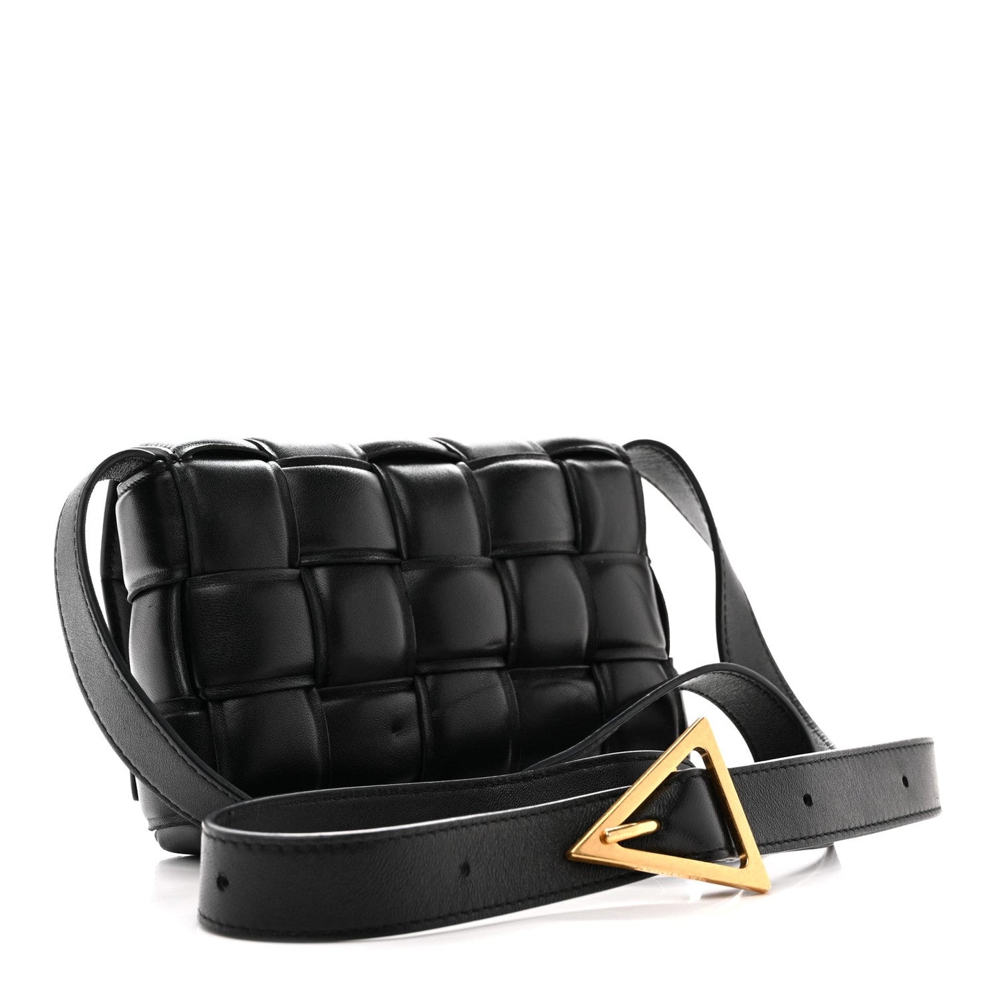 Nappa Maxi Intreccio Small Padded Cassette Crossbody Bag Black