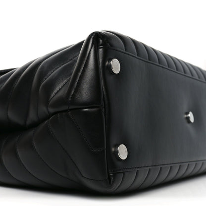 Calfskin Y Quilted Monogram Large Loulou Chain Satchel Black