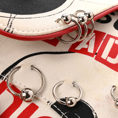 Canvas Hardcore Pierced Saddle Bag White Red Black