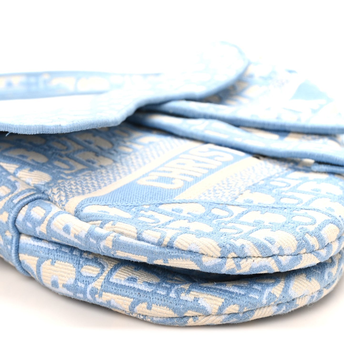 Oblique Embroidered Saddle Bag Cornflower Blue