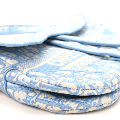 Oblique Embroidered Saddle Bag Cornflower Blue