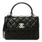 Lambskin Quilted Small Trendy CC Dual Handle Flap Bag Black