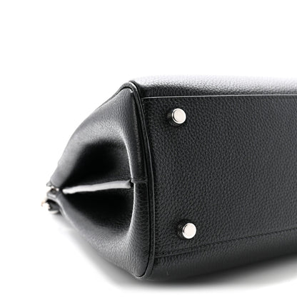 Grainy Calfskin Small Zumi Top Handle Bag Black