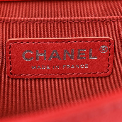 Calfskin Quilted Medium Top Handle Boy Flap Red