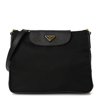 Tessuto Nylon Saffiano Crossbody Bag Black