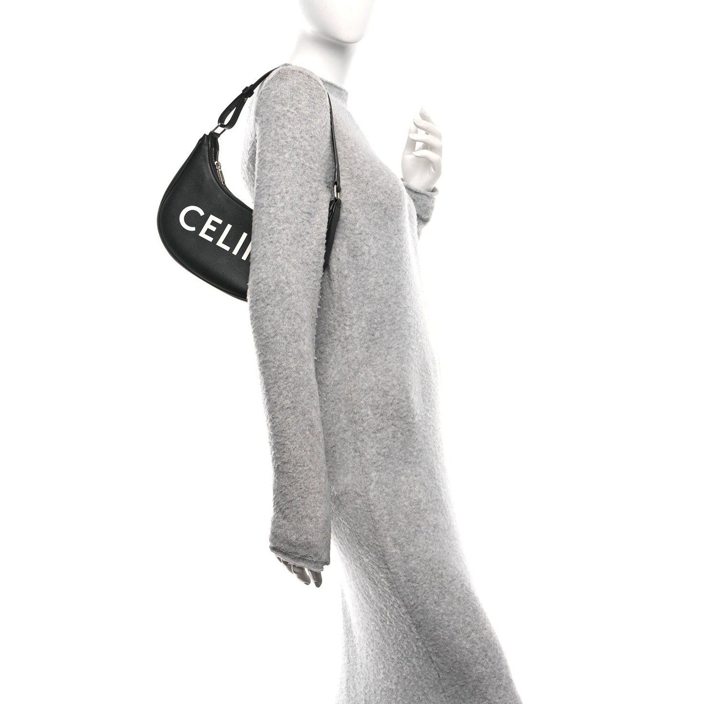 Calfskin Ava Logo Shoulder Bag Black