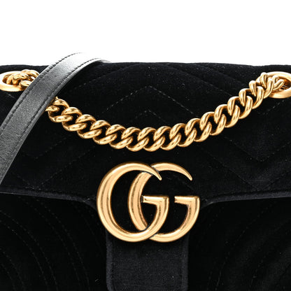 Velvet Matelasse Mini GG Marmont Shoulder Bag Black