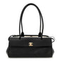 Grained Calfskin Stitched Urban Essentials Small Shopping Bag Black