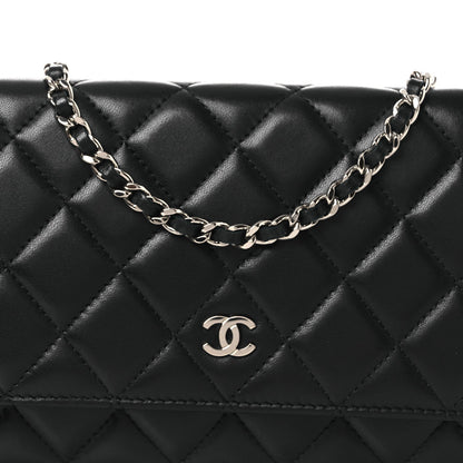 Lambskin Quilted Wallet On Chain WOC Black
