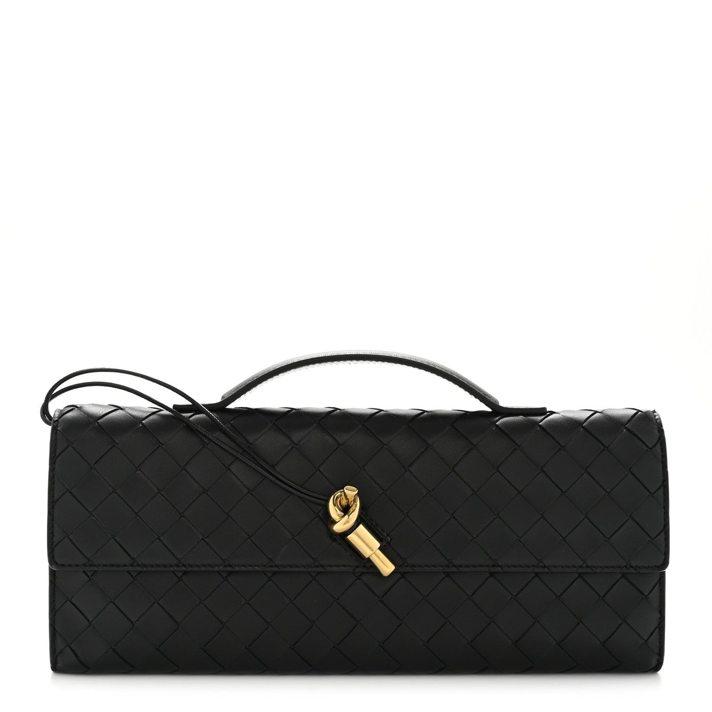 Nappa Intrecciato Long Andiamo Top Handle Clutch Black