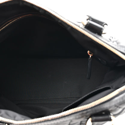 Lambskin Cannage Side Pocket Satchel Black