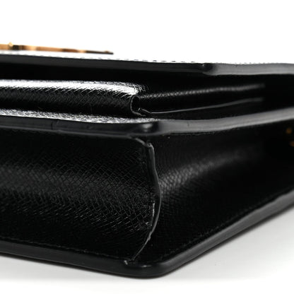Coated Bark Calfskin Sunset Chain Wallet Black