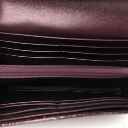 Metallic Snakeskin Soft Stirrup Wallet Brown
