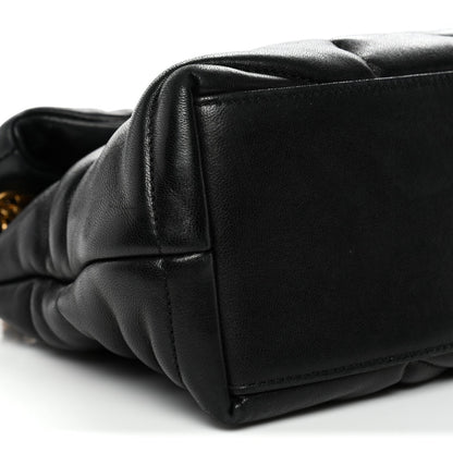 Lambskin Quilted Small Loulou Puffer Monogram Chain Satchel Black