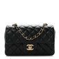 Lambskin Quilted Mini Rectangular Flap Black