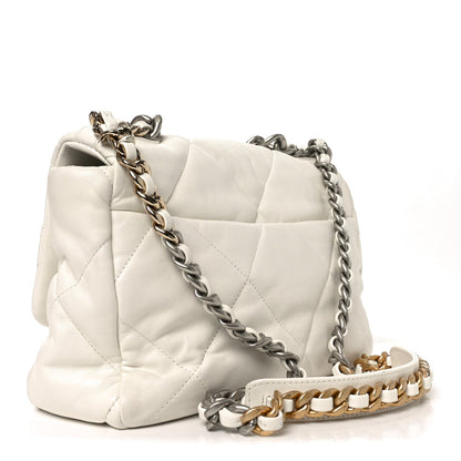 Quilted Large Chanel 19 Flap White