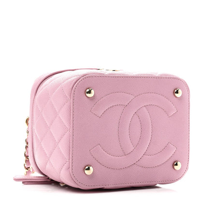 Caviar Quilted Small CC Vanity Case Pink