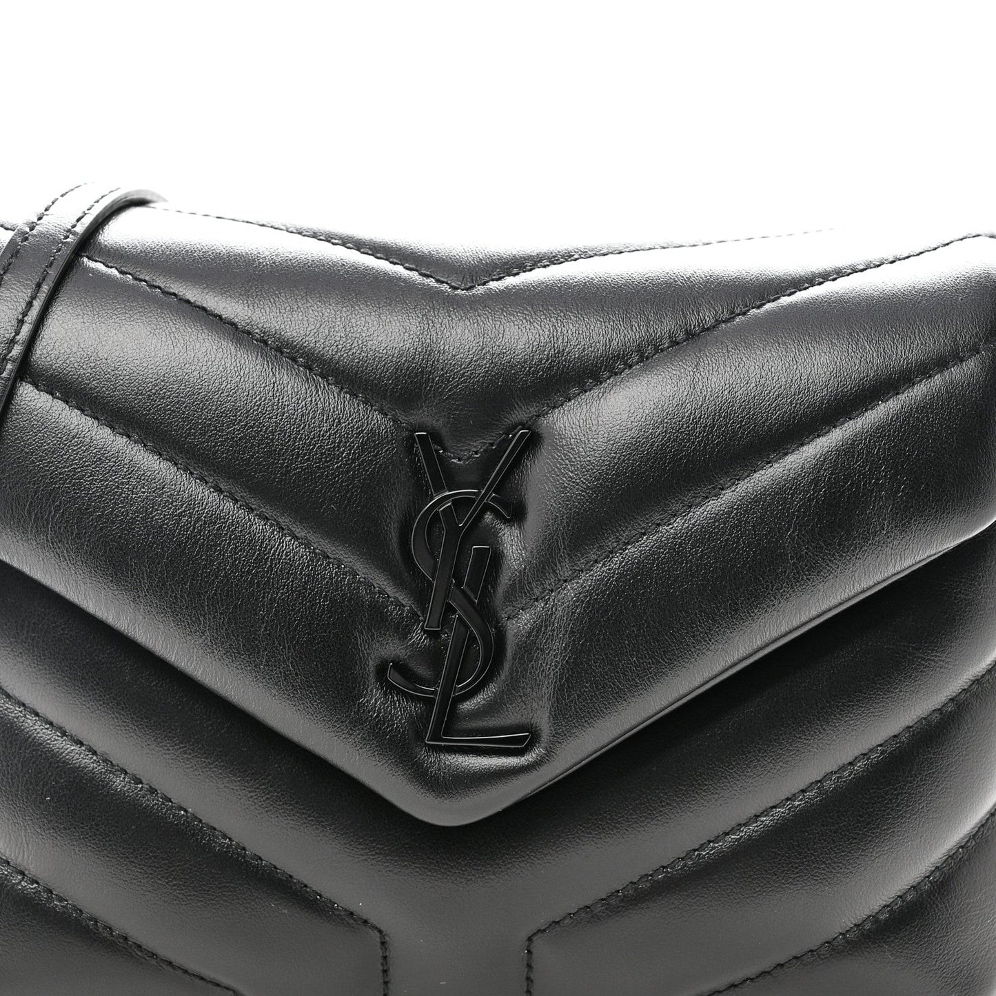 Calfskin Y Quilted Monogram Monochrome Toy Loulou Crossbody Bag Black