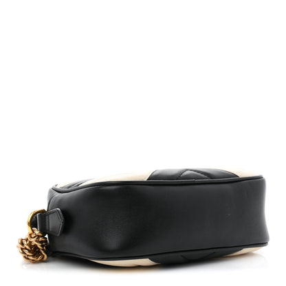 Calfskin Matelasse Mini GG Marmont Chain Shoulder Bag Black White