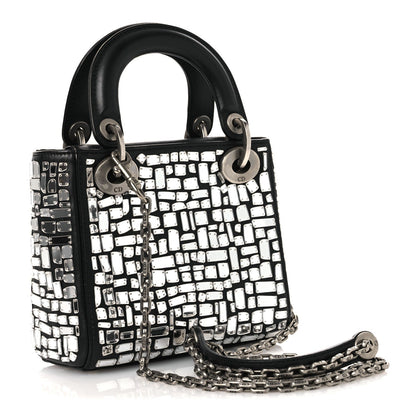 Smooth Calfskin Embroidered Mini Mosaic of Mirrors Lady Dior Black