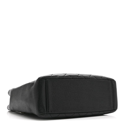 Caviar Quilted Petit Shopping Tote PST Black